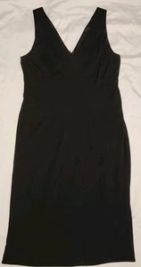 Damenkleid Talbots schwarz ärmellos V-Ausschnitt V-Ausschnitt Größe 16 plissierte Taille - Bild 1 von 8