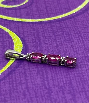 Ожерелье с подвеской из чистого серебра с 3 камнями натуральный рубин Chuck Clemency - Изображение 1 из 4