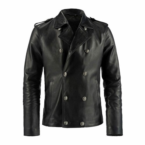 VETEMENTS Giubbotto Uomo Pelle di Agnello Nero Puro Doppiopetto Racer Moto Coat