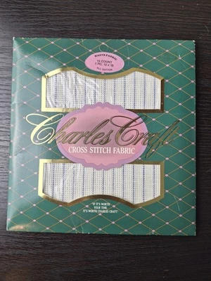Charles Craft WASTE CANVAS Cross Stitch Fabric 14 Count 12x18 Cotton New Sealed - Image 1 of 3