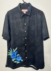 Caribbean Joe Herren Hawaii Hemd Schwarz Blumen Knopf Kurzarm Größe S - Bild 1 von 7