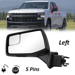 Fit Chevrolet Silverado Sierra 2019-2022 2023 Driver Side LH Heated Black Mirror - Picture 1 of 9