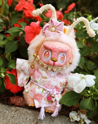 Custom OOAK Happiness LABUBU Shiawase Japanese Dragon Bunny Inspired Kimono - Image 1 of 4