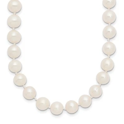 10k Yellow Gold 7-8mm White Near-Round Freshwater Cultured Pearl Necklace 16" Foto 1 de 4
