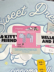 Hello Kitty & Cinnamoroll 2pk Cotton Pyjama Set Girls Ages 5-15 Years - Picture 1 of 4