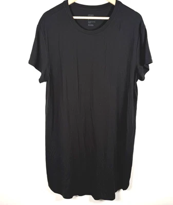 Stars Above Crew Neck Sleep Shirt Short Sleeve Dress Soft Black Womens L NEW - Image 1 of 4