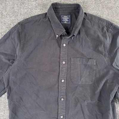 Camisa Y2K Abercrombie & Fitch Para Hombres XL Manga Larga Negra Elastizada Abotonada Años 2000 Foto 1 de 4