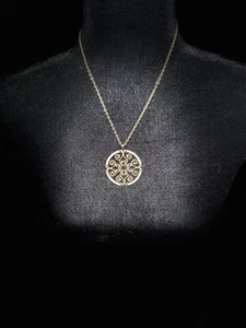 Vintage Italy Milor Sterling Silver Necklace Gold Tone Metatron Pendant w/accent - Picture 1 of 3