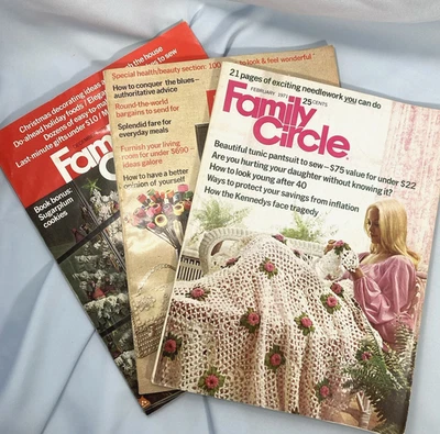 Family Circle Magazine, Vintage, 1971, Feb, Oct & Dec, Lot of 3 Foto 1 de 4