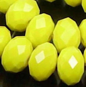 8x5mm Glass Crystal Faceted Rondelle Beads Opaque Yellow 8" - Picture 1 of 2