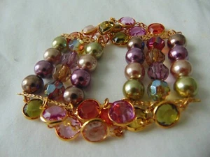 Premier Designs colored crystals pearls bracelet new old stock - Picture 1 of 4