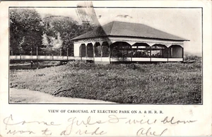 KINDERHOOK, NEW YORK - ELECTRIC PARK CAROUSAL - A & H RAILROAD - 1906 POSTCARD - Picture 1 of 2