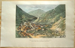 1893 Reclus print RAILWAY LIMA TO LA OROYA AT CHICLA, PERU, #46 - Picture 1 of 1