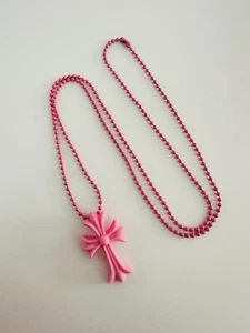 Chrome Hearts Tokyo 20th Anniversary Baby Pink Cross Rubber Necklace - Picture 1 of 5