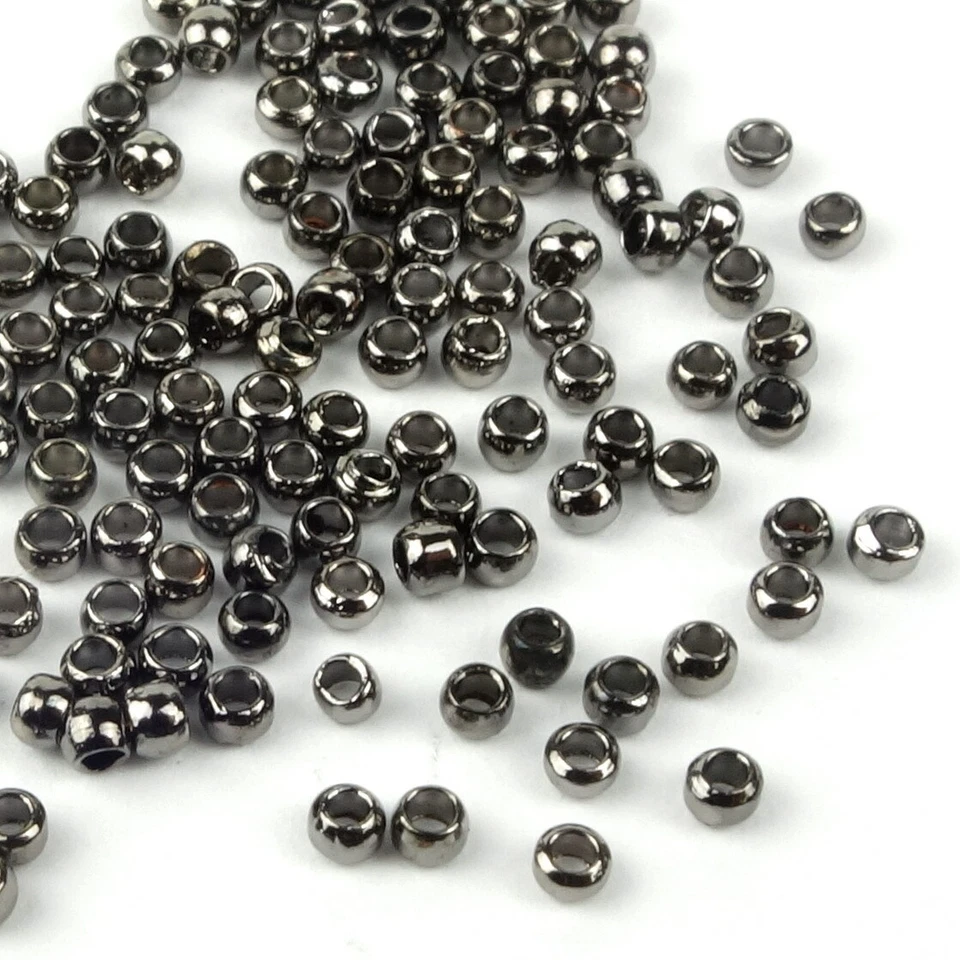 Quetschperlen Crimp Beads Crimps rund Schwarz 2mm 100 Stück - Bild 1 von 1