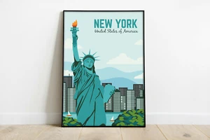 New York travel poster, New York retro city poster, USA retro travel print 1 - Picture 1 of 6