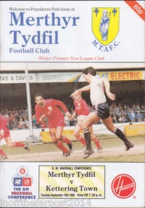 Merthyr Tydfil V Kettering Town 1989/90 19-09-1989 Conferencia Vauxhall - Imagen 1 de 1