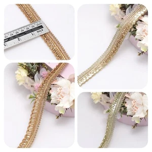 3 Yrd Fine Edging Metallic Colour Zari Lace Trim For Craft Embellishment Costume - Picture 1 of 17