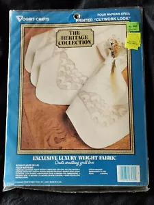 Vogart Embroidery Napkins Stamped Linen Canvas FLEUR DE LIS 8792A Kit - Picture 1 of 6