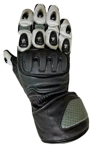 Motorcycle leather Men's Black&white Racing Gloves Hard touch screen SE011 - Picture 1 of 3