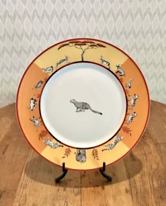 HERMÈS Paris Africa Orange Cheetah Dinner Plate Porcelain NEW 3 Available - Picture 1 of 5
