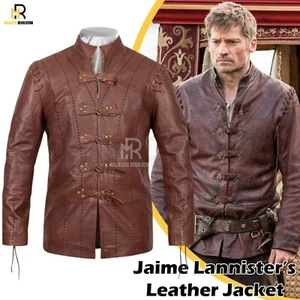 Games of Throne's Dragonstone Jaime Lannister's Brown Men Leather Cosplay Jacket - Picture 1 of 8
