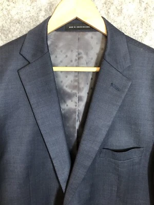 Blazer Perry Ellis Para Hombres 42L Azul Lana Portafolio Traje Abrigo Chaqueta Negocios Informal Foto 1 de 4