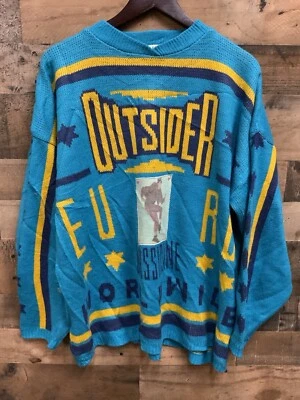 Suéter One Step Up Para Hombre Grande Azul Outsider Euro Race Worldwide Y2K AOP Foto 1 de 4