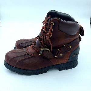 Polo Ralph Lauren Boots Buckle Strap Brown Leather Feltwell 0862 Size 10.5 D