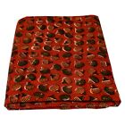Tissu artisanal indien floral coulant fait main en coton rouge 5 mètres neuf bloc à main