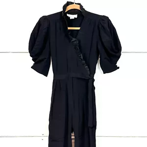 Marie Claire Vintage 80er Jahre schwarz Rüschen Wickel Overall Damen Junior Größe 5/6 - Bild 1 von 10