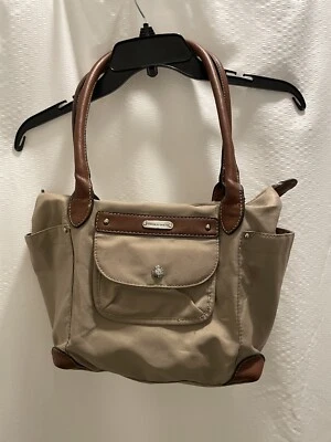 Franco Sarto Bolso de Mano Tostado Cartera Bolso de Hombro Nylon Borde Marrón Foto 1 de 4