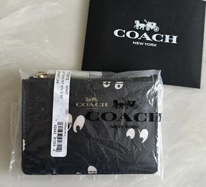 NWT COACH DISNEY SPOOKY EYES BLACK/MULTI MINI ID SKINNY CASE KEY RING  73757 - Picture 1 of 14