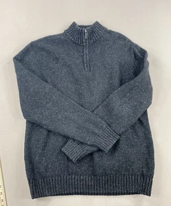 Chaps Sweater Mens L Large Black White Cotton Blend 1/4 Zip Long Sleeve - Picture 1 of 19