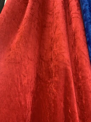 Crushed Velvet Fabric Dress Craft Stretch Velour Material 60” Wide ( Red) 6M - Image 1 of 2