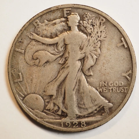 1928 S WALKING LIBERTY SILVER HALF DOLLAR - FREE SHIPPING! A3810 Cover