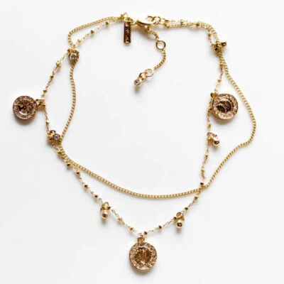 New 9" Pilgrim Gold Plated Dual Strands Anklet Gift Fashion Women Party Jewelry - Image 1 of 4