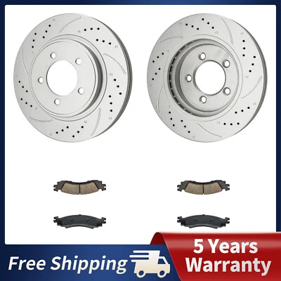 Front Drilled Brake Rotors Pads For Ford Explorer Mercury Mountaineer 2006-2010 - Image 1 of 4