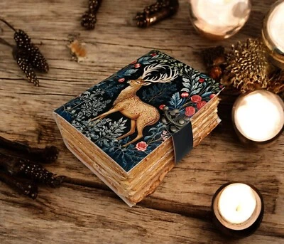 400 Pages Large leather Journal Deer print Blank spell Book of Shadows Handmade - Image 1 of 4