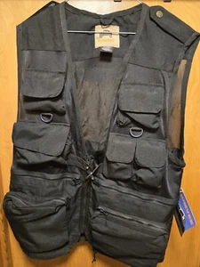 Humvee Vest Mens Medium Black Gear Safari Cargo Outdoors Zip Fishing Photography - Picture 1 of 9