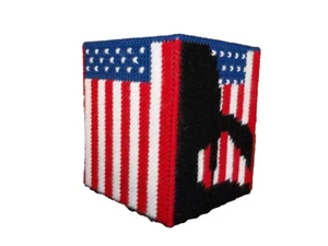 Plastic Canvas SERVICEMAN USA 4th of July Tissue Box Cover HandmadeTissue Box - Picture 1 of 3