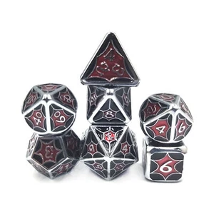 Metal Polyhedral Dice Set for DND RPG MTG Role Playing Tabletop Game, Black Red - Picture 1 of 6