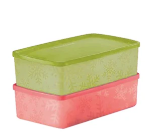 Tupperware Freezer Square Round Rectangles Snowflakes Green Guava New - Picture 1 of 1