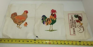 Needlepoint Chicken Rooster Chicks Lot - Picture 1 of 7