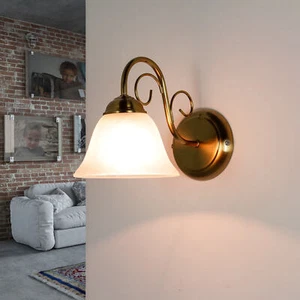 Elegante Wandleuchte ATHEN in Messing Glas Metall Rustikal Wohnzimmer Wand Lampe - Bild 1 von 9