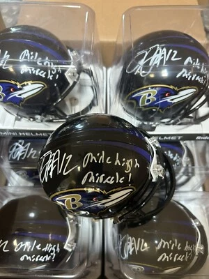 Minicasco automático firmado por Jacoby Jones Ravens autógrafo real milla de altura milagro Foto 1 de 3