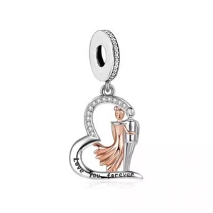 💝 Love You Forever Charm 925 Sterling Silber Liebe Geschenk Frau Ehemann Jahrestag - Bild 1 von 7