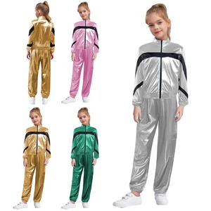 Kids Girls Suit Jazz Set Birthday Outfits Pants Contrast Color Carnival Jacket - Bild 1 von 40