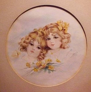 Frances Brundage Girls Original Watercolor Signed "LW" - Picture 1 of 4