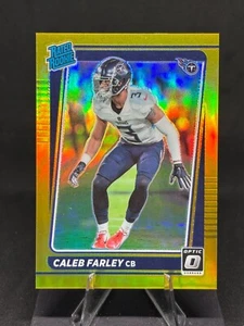Caleb Farley 2021 Donruss Optic #249 Gold Prizm/10 Tennessee Titans Rookie RC - Imagen 1 de 2
